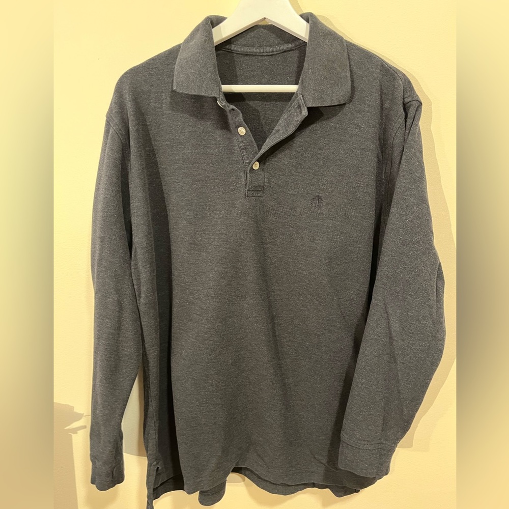 Mens Brooks Brothers Medium Long Sleeve Polo! In charcoal grey heather color.
